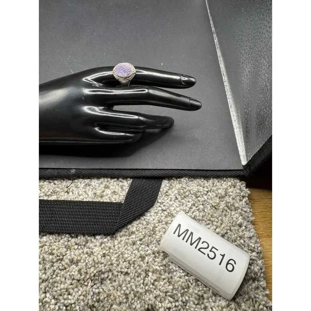 Vintage Purple Druzy Quartz Ring Sterling Silver 925 NB Signed Size 8